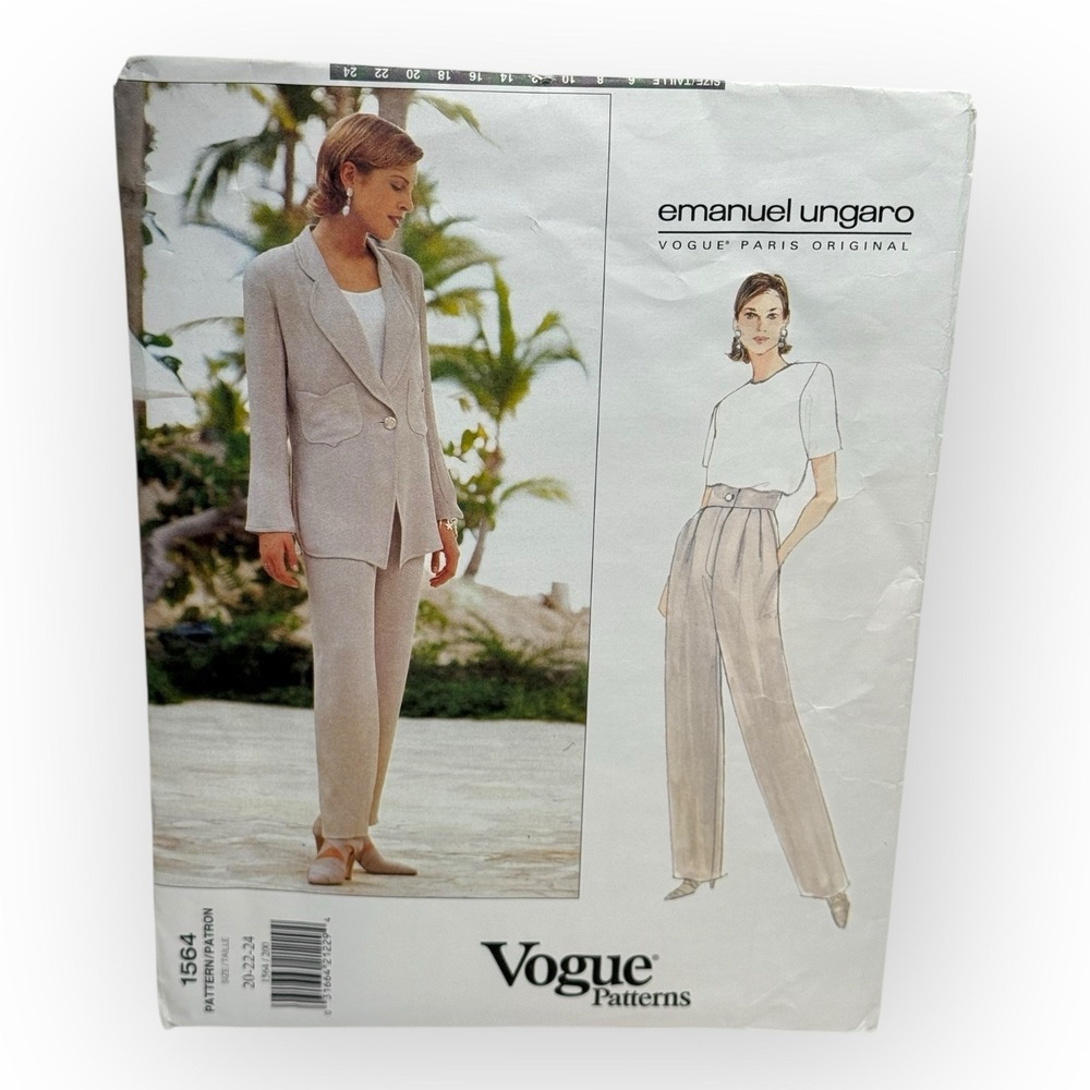 Emanuel Ungaro Pattern #1564 Uncut FF Vogue Paris Blazer Blouse Pants 20-22-24
